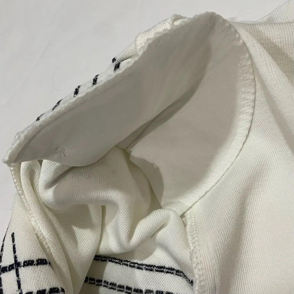 Ming Wang Embroidered Knit Cardigan Jacket - White - Small - Picture 13 of 16